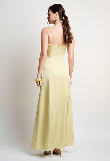 Satin maxi dress with thin straps