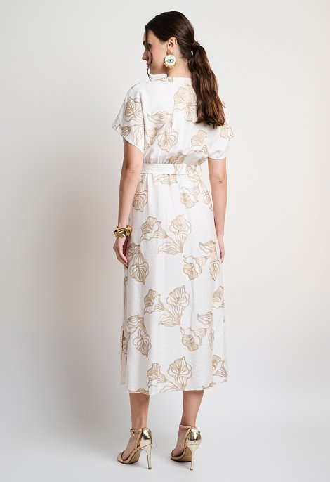 Midi dress with gold embroidery