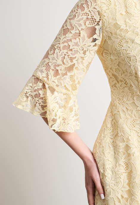Midi lace wrap dress with a belt