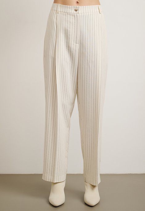Striped Set with Top and High-Waisted Trousers