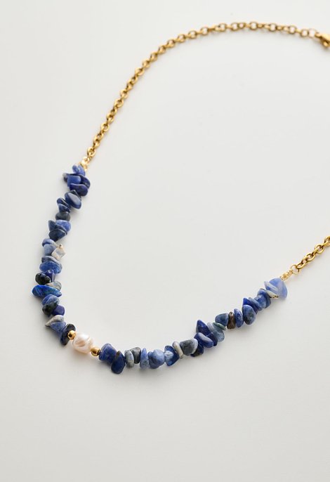 Gold-plated necklace with beads and pearl