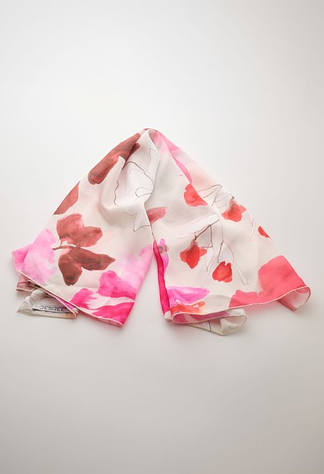 Floral print scarf in pink and red tones