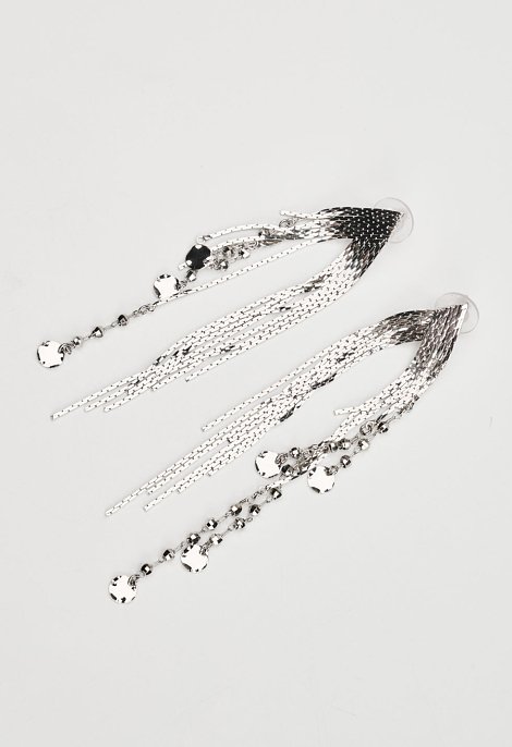Long earrings with chains and hammered details