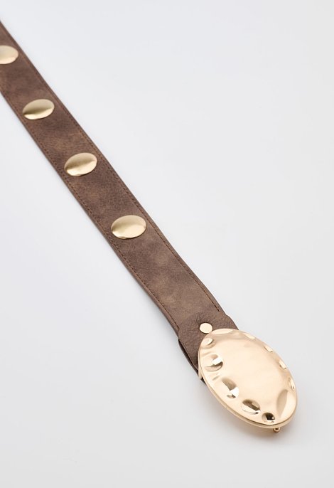 belt with a gold buckle and studs