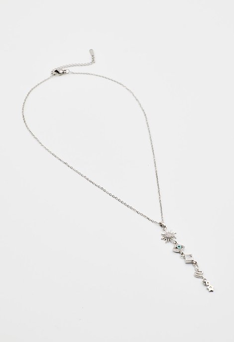Necklace with dangling motifs and crystal details
