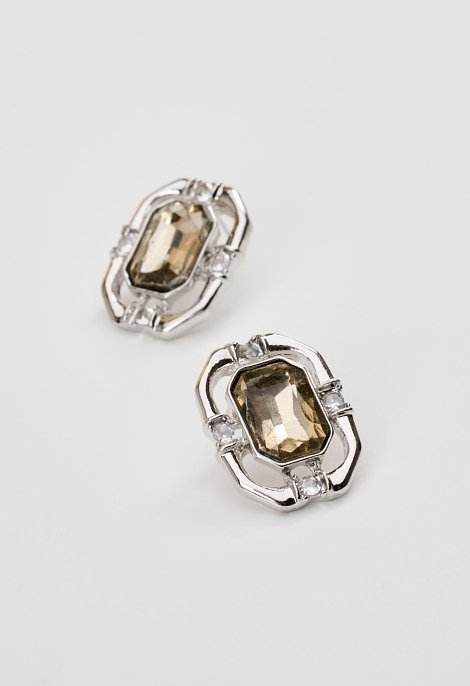 Earrings featuring a rectangular resin stone