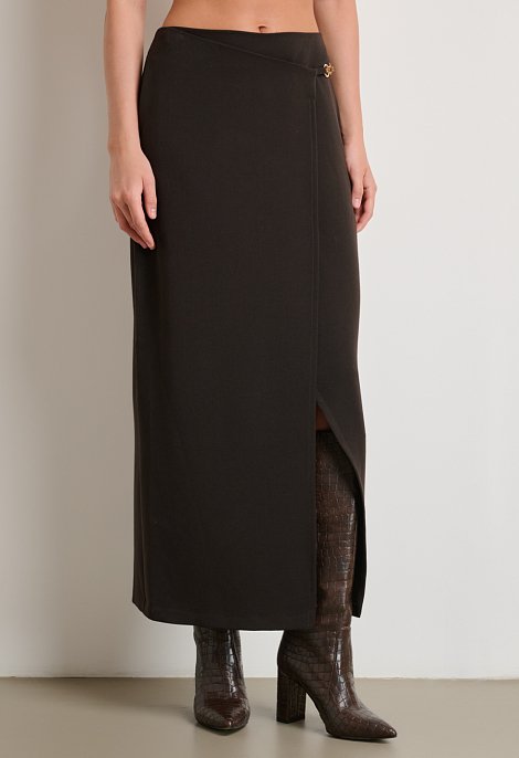 Midi wrap skirt with buckle detail