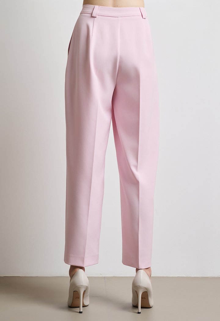 High-waisted fabric trousers with pleats