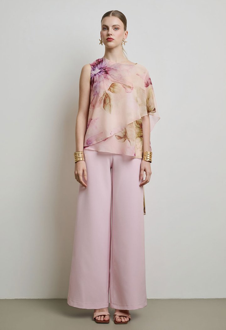 High-waisted wide-leg trousers