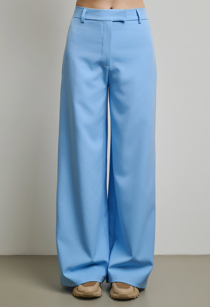 High-waisted wide-leg trousers