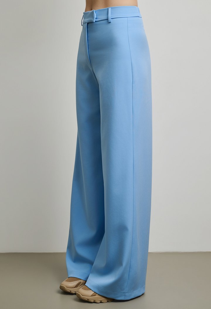 High-waisted wide-leg trousers