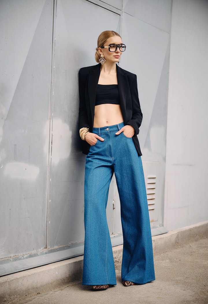 Τζιν παντελόνι ψηλόμεσο wide leg
