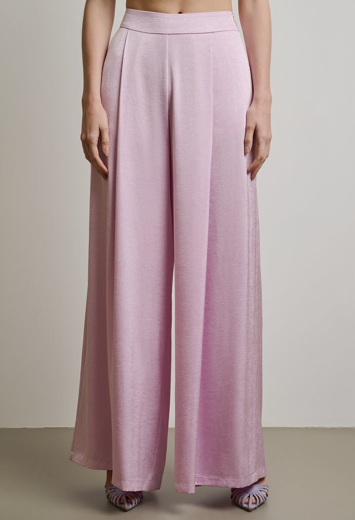 High-waisted wide-leg trousers