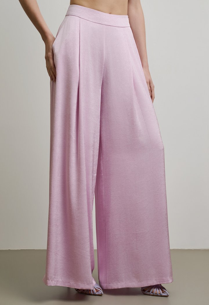 High-waisted wide-leg trousers