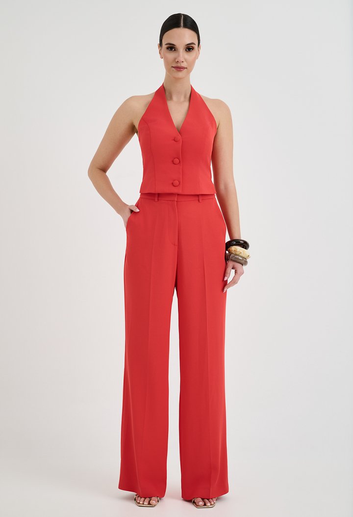 Halter jumpsuit with buttons