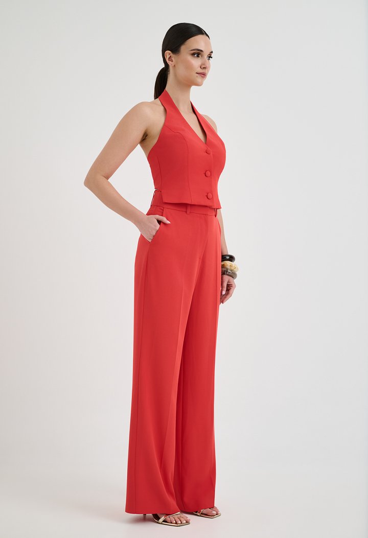 Halter jumpsuit with buttons