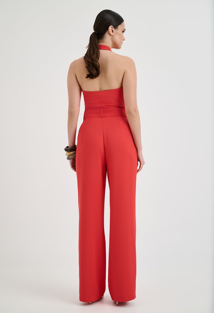 Halter jumpsuit with buttons