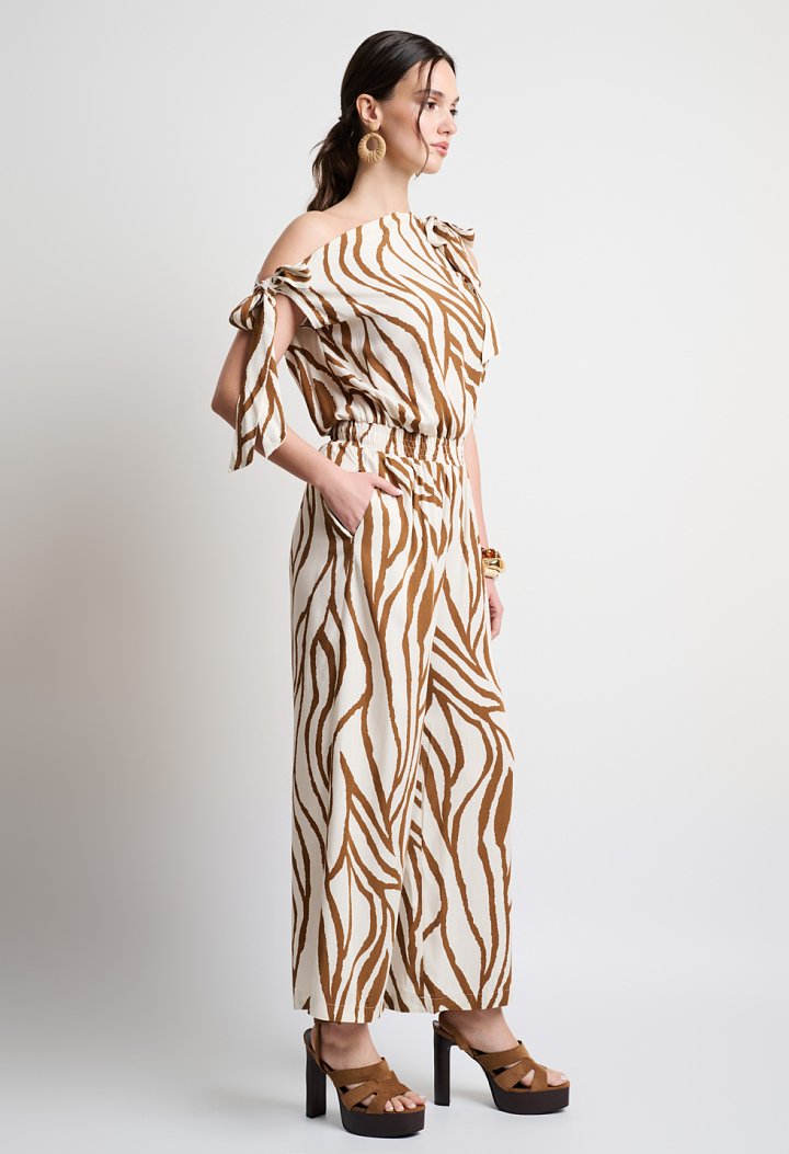 Ολόσωμη φόρμα zebra print με δέσιμο στους ώμους