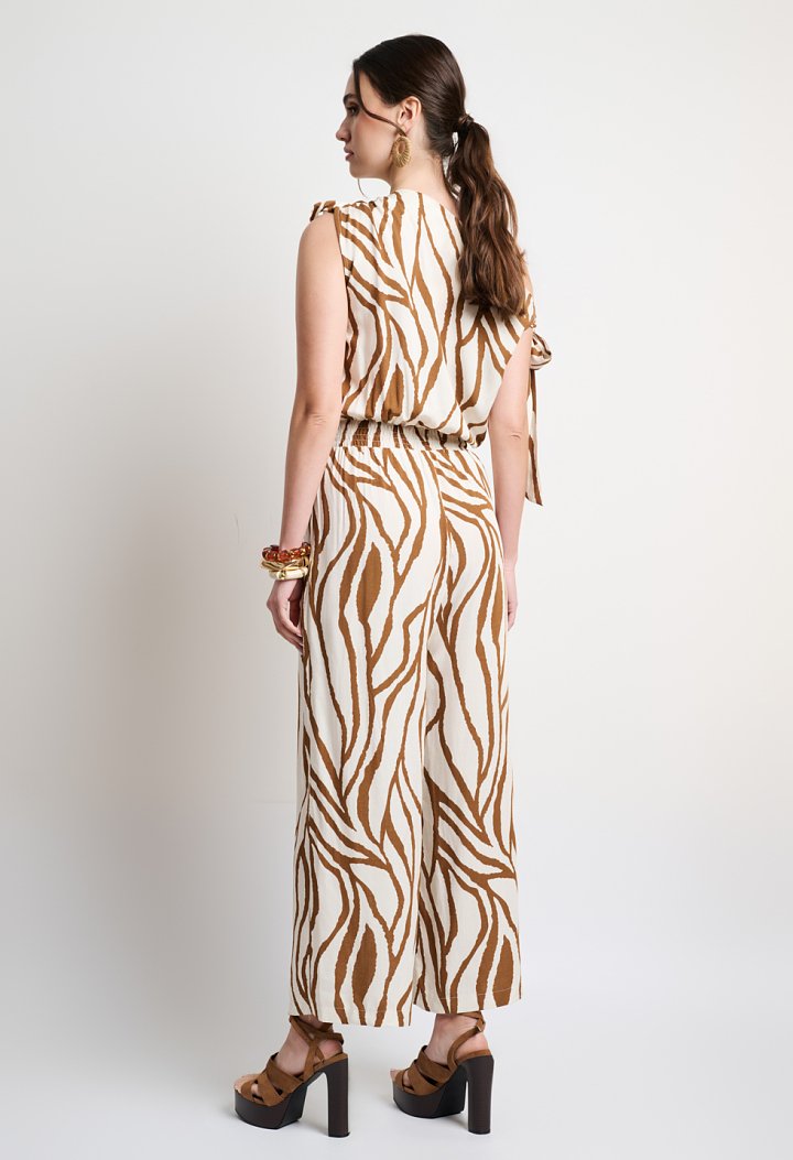 Ολόσωμη φόρμα zebra print με δέσιμο στους ώμους