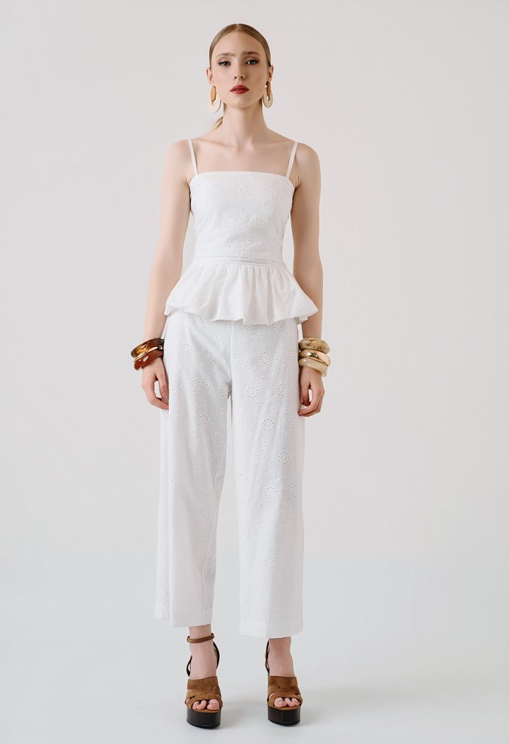 Broderie παντελόνα culotte ψηλόμεση