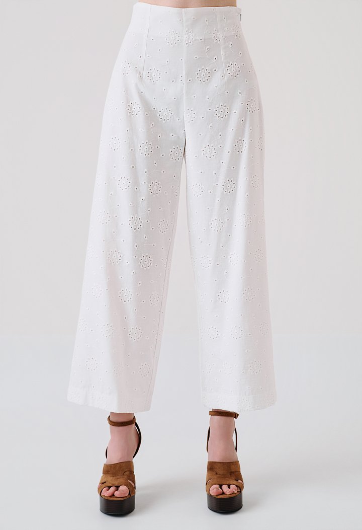 Broderie παντελόνα culotte ψηλόμεση