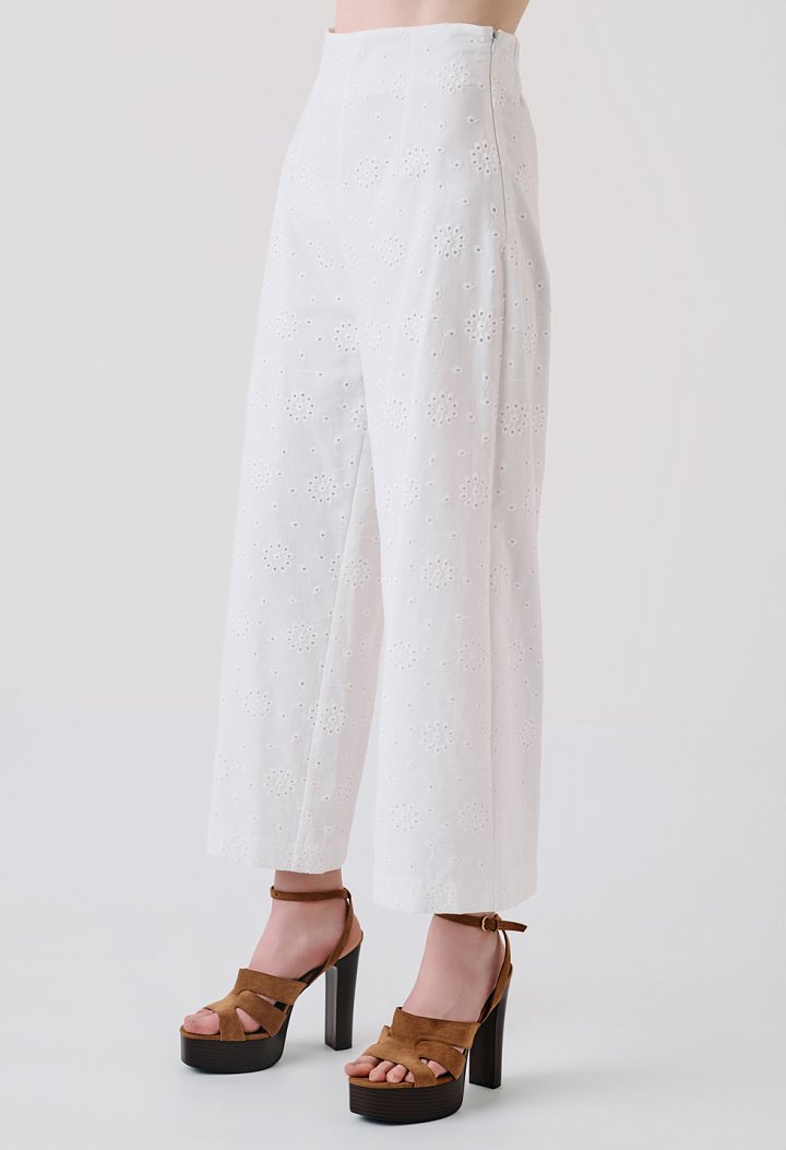 Broderie παντελόνα culotte ψηλόμεση