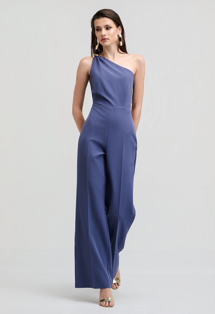 Ολόσωμη φόρμα one shoulder με μεταλλική αγκράφα