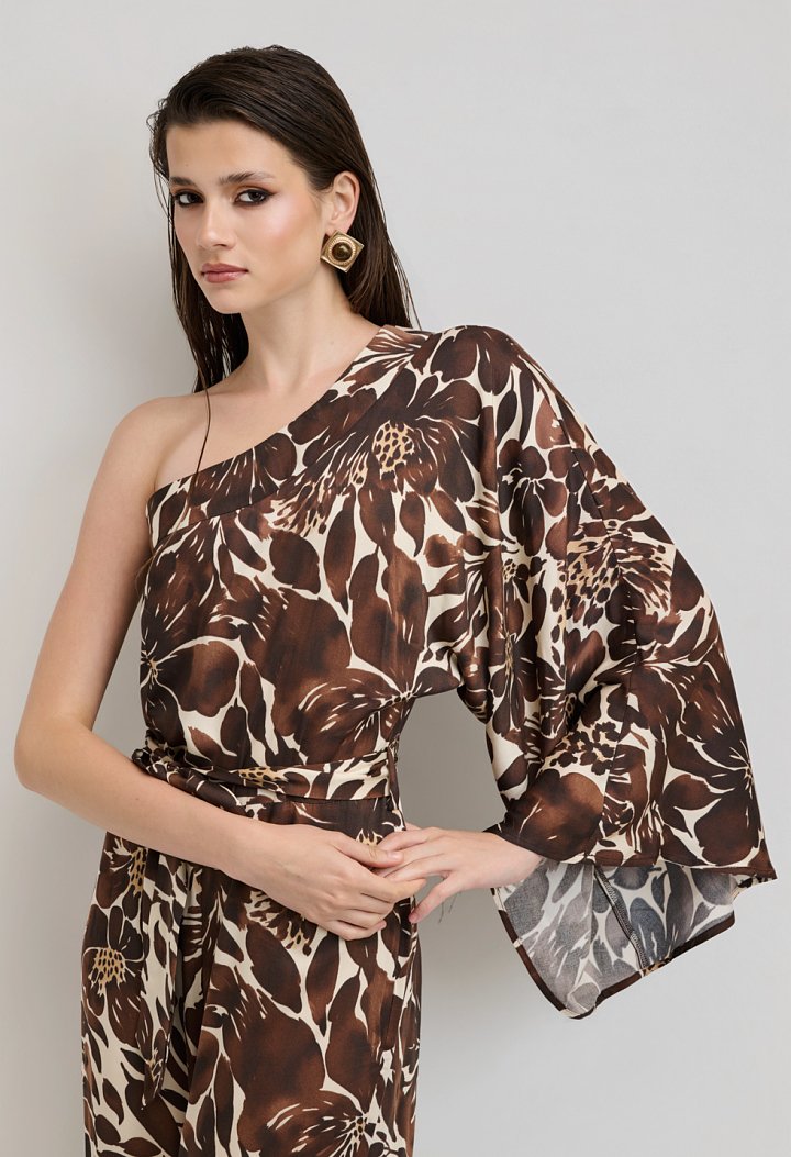 Εμπριμέ ολόσωμη φόρμα one shoulder