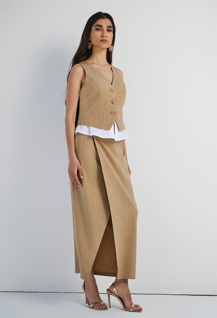High-waisted wrap skirt