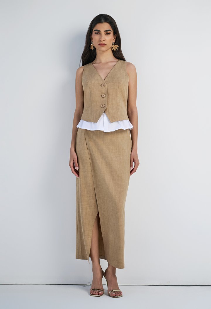 High-waisted wrap skirt