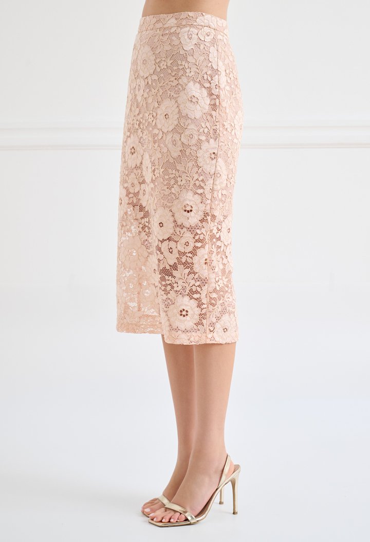Midi lace pencil skirt