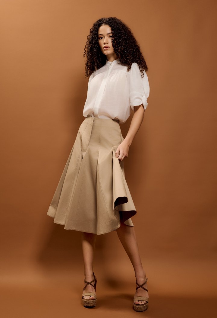 High-waisted midi skirt