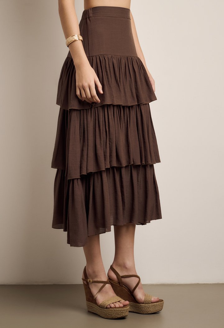 Midi skirt with ruffles