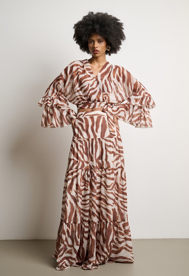 Maxi skirt with zebra print
