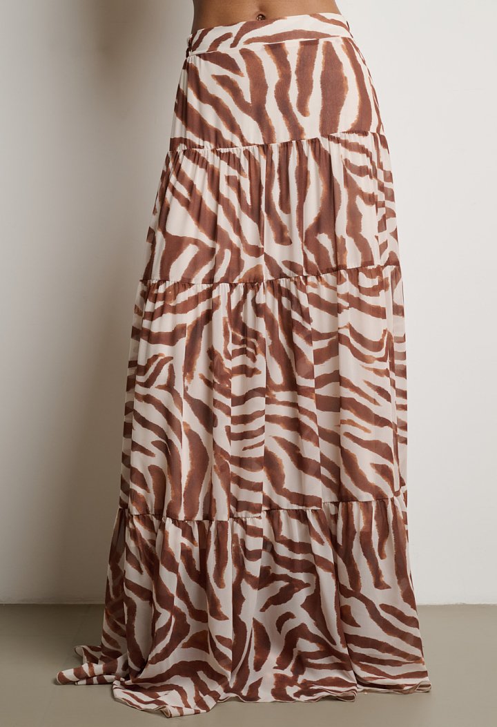 Maxi skirt with zebra print
