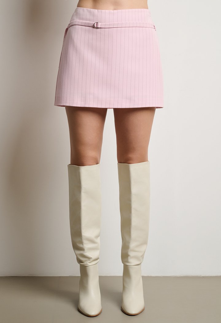 Pink striped skort with belt