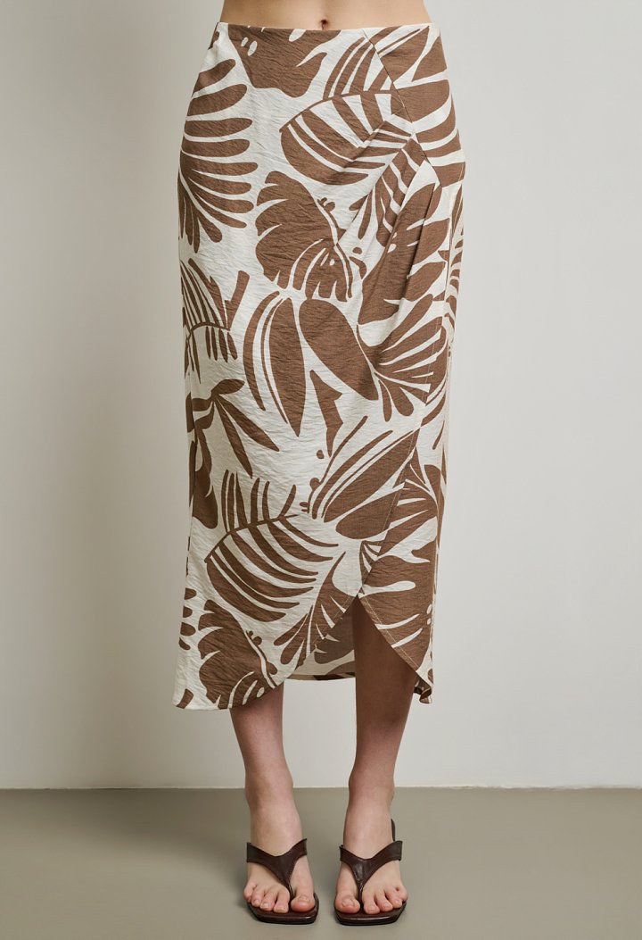 Midi skirt with tropical print