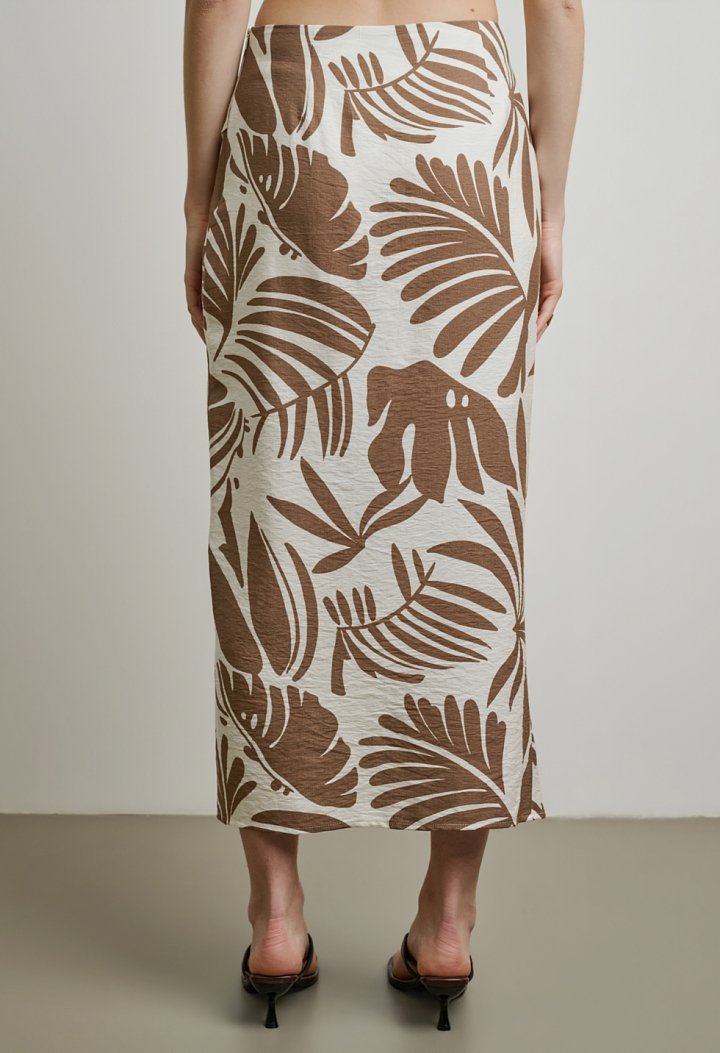 Midi skirt with tropical print