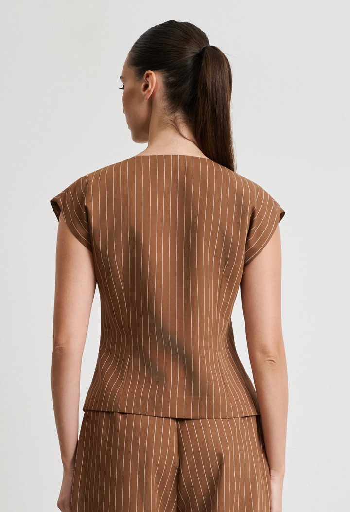 Striped Set with Top and High-Waisted Trousers