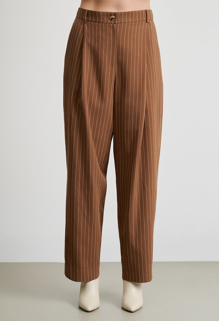 Striped Set with Top and High-Waisted Trousers
