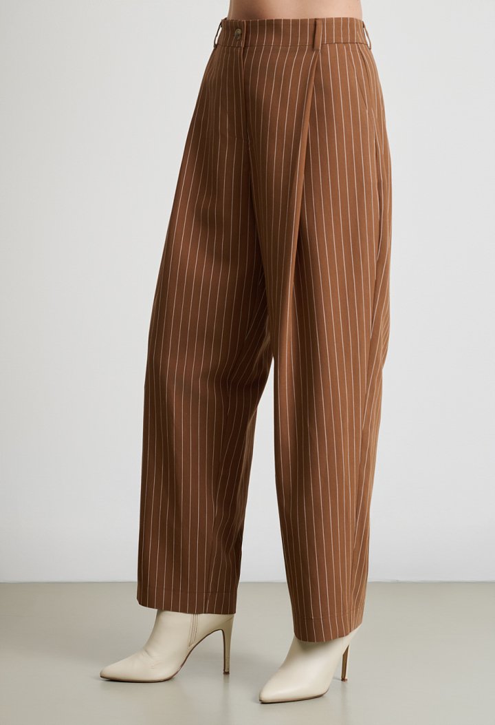 Striped Set with Top and High-Waisted Trousers