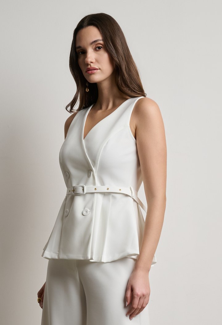 Vest set with belt and high-waisted trousers