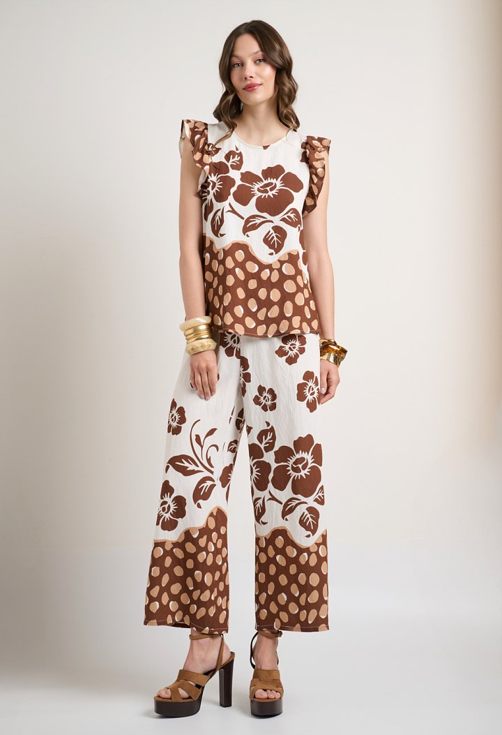 Σετ μπλούζα και παντελόνα σε floral print