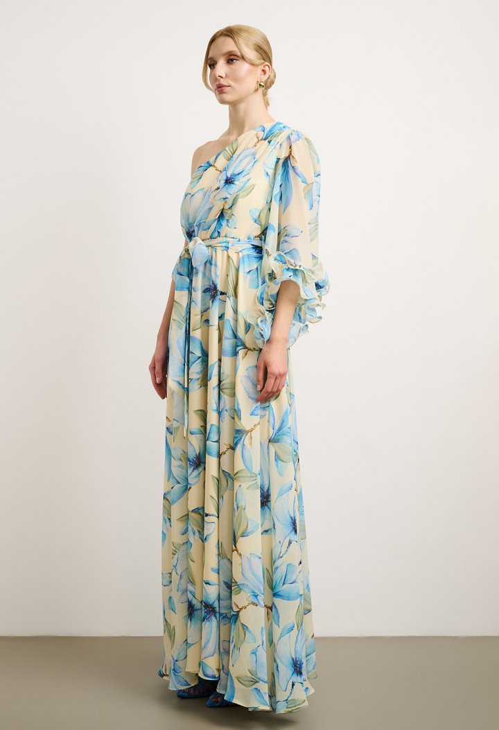 Maxi Floral One-Shoulder Dress