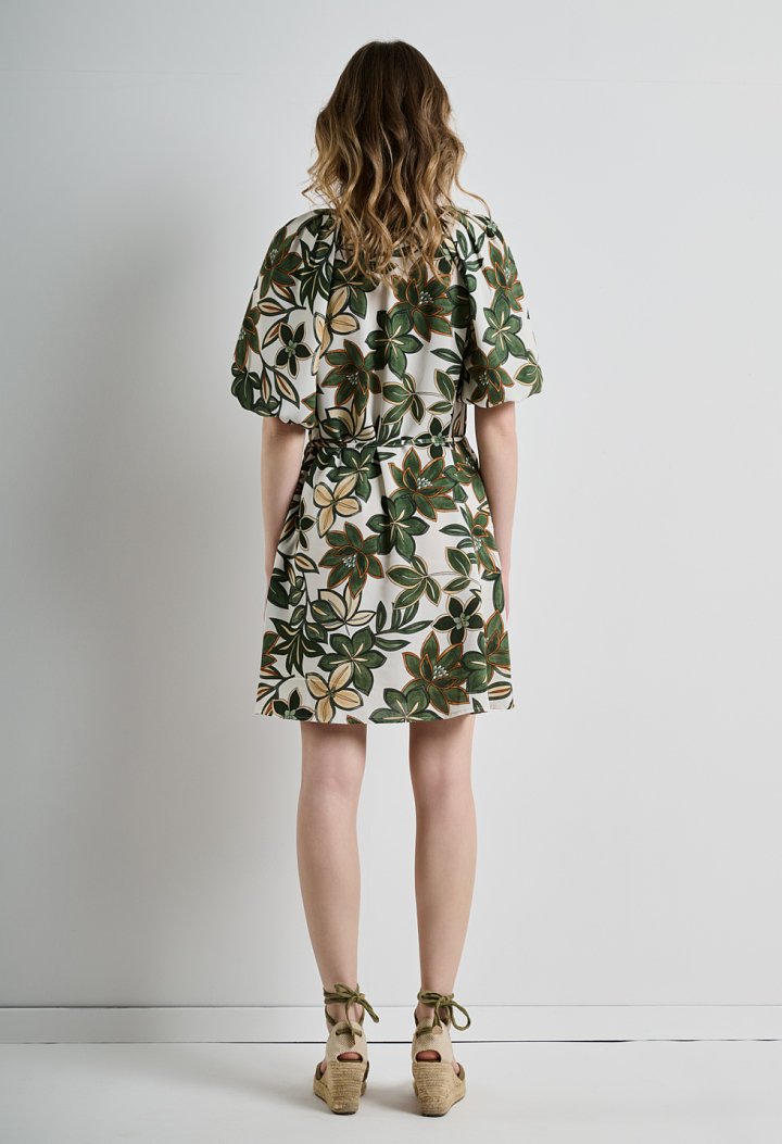 Short dress with a floral pattern.