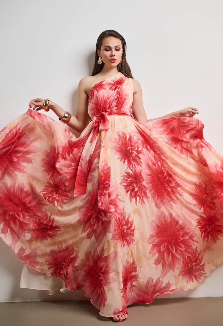 Asymmetric printed dress