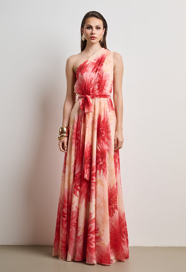 Asymmetric printed dress