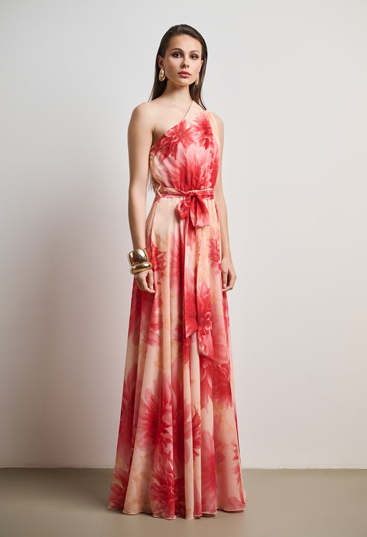 Asymmetric printed dress