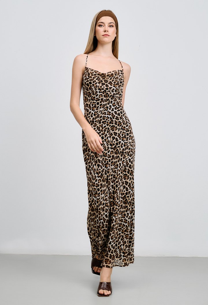 Φόρεμα leopard με ανοιχτή πλάτη