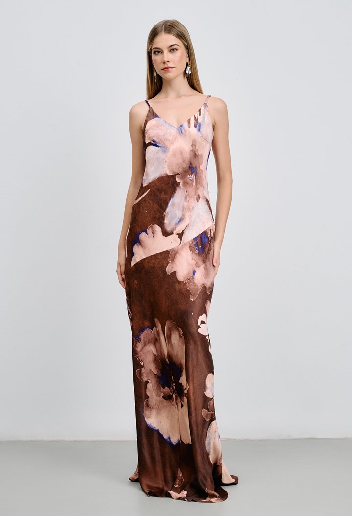 Printed dress with straps